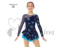Blue Velvet Firework Glitter Figure Skating Dress by Mondor