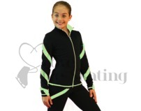 Ice Skating Jacket J36 Black w Light Green Spirals with Swarovski Crystals