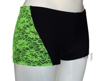 Sagester 449 Ice Skating Shorts Green Neon Lace with Swarovski Crystals