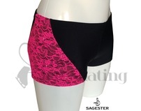 Sagester 449 Ice Skating Shorts Fuchsia Lace with Swarovski Crystals