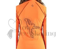 Sagester 264 Ice Skating Neon Orange Jacket with Spiral Crystal Skater