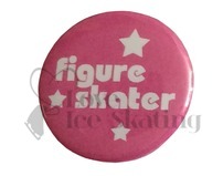 Figure Skater with Stars on Pink Badge