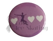Skater with 3 hearts on lilac Badge