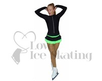 Thuono Neon Green Thermal Ice Skating Dress with Crystal Zipper adult medium