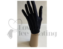Black Lycra Ice Skating Competition Gloves with Rhinestones 