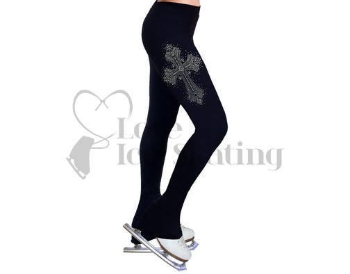 NY2 Ice Skating Leggings Rhinestone Cross 