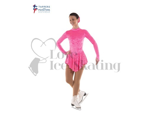 Ice Skating Dress Velvet Fluorescent Pink by Tappers and Pointers