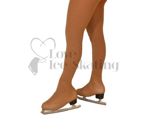 Ice Skating Tights Over the boot Medium Tan with  AB Crystals down one leg