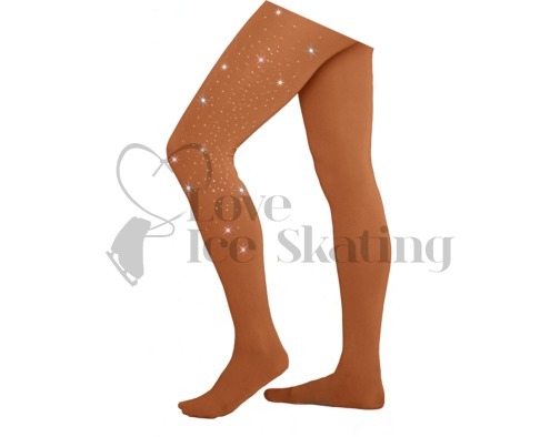 Ice Skating Tan Tights In Boot with AB Crystal Spray 
