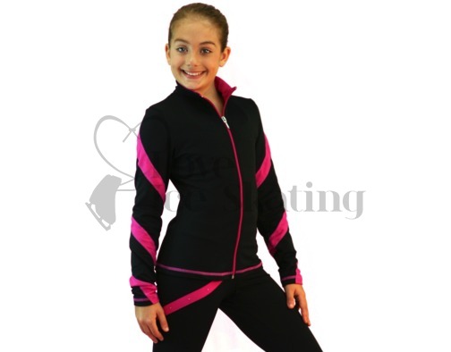 Figure Skating Jacket J36 Black with Fuchsia Spirals by Chloe Noel