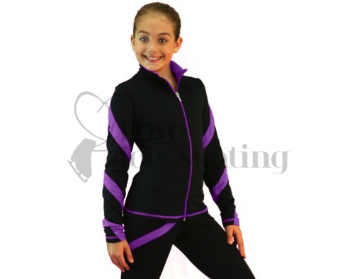 Figure Skating Jacket J36 Black with Purple Spiral by Chloe Noel