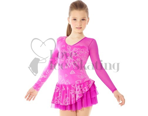 Mondor Figure Skating Dress Pink with Glitter Hearts Explosions
