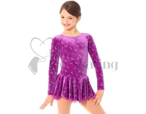 Velvet Purple Figure Ice Skating Dress with Glitter Dragonflys by Mondor
