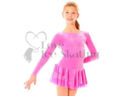 Velvet Pink Ice Skating dress with Glitter Design by Mondor