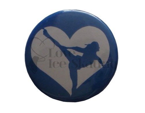 Ice Skating Spiral Blue Heart badge