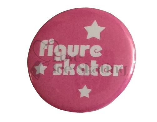 Figure Skater with Stars on Pink Badge