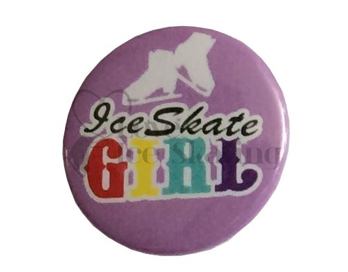 Ice Skate girl rainbow on lilac badge