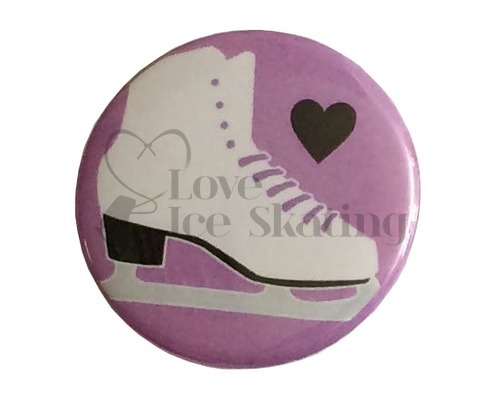 Ice Skate Black Heart on Lilac Badge