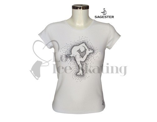 Sagester White Ice Skating Top T-Shirt Catch Foot