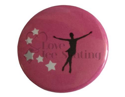 Skater and Stars on Pink badge