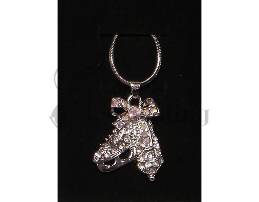 Ice Skates Clear & AB Crystal Pendant Necklace