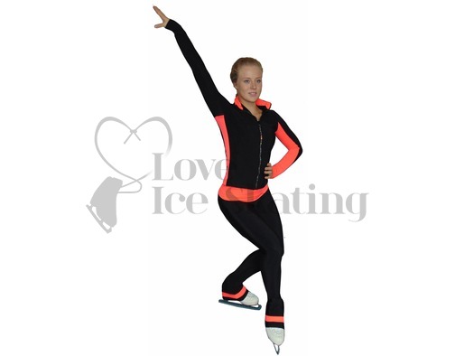 Thuono Performance Ice Skating Jacket with Crystal Zip in Coral Pink