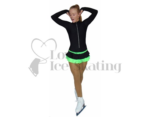 Thuono Neon Green Thermal Ice Skating Dress with Crystal Zipper adult medium