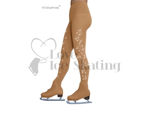 Chloe Noel Ice Skating Light Tan Tights OTB 2 Side Crystal Swirl 