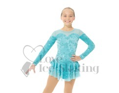 Mondor Skating Dress Aqua with Glitter Floral 