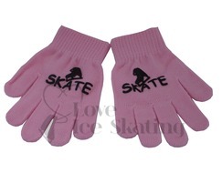 Pink Ice Skate Logo Stamped Magic Stretch Gloves 