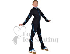 Figure Skating Jacket by Chloe Noel Turquoise Piping Swirl