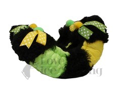 Fuzzy Soakers Black, Lime, & Yellow with Dotted Bows - DB50