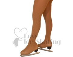 Ice Skating Tights Over the boot Medium Tan with  AB Crystals down one leg