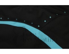 Chloe Noel Black Leotard GL148 with Turquoise Stripe and Crystals
