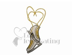 Iron on Ice Skates with Heart Laces Embroidered Patch
