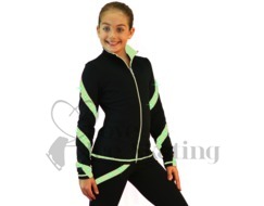 Ice Skating Jacket J36 Black w Light Green Spirals with Swarovski Crystals