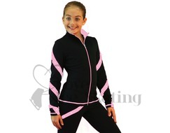 Ice Skating Jacket J36 Black w Pink Spirals with Swarovski Crystals