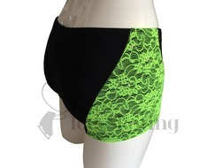 Sagester 449 Ice Skating Shorts Green Neon Lace with Swarovski Crystals