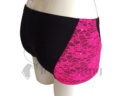 Sagester 449 Ice Skating Shorts Fuchsia Lace with Swarovski Crystals