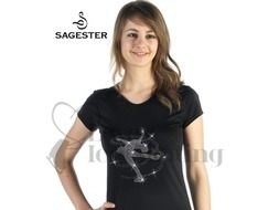Sagester 044 Black Ice Skating Top Layback Crystal Skater