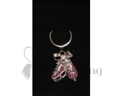 Ice Skates Pink & AB Crystal Pendant Necklace