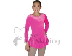Chloe Noel Folly Pink Velvet Ice Figure Skating Dress DLV627 FP
