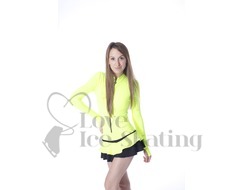 Thuono Neon Yellow Hello Thermal Ice Skating Dress with Crystal Zipper