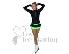 Thuono Neon Green Thermal Ice Skating Dress with Crystal Zipper adult medium