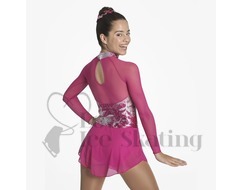 Fuchsia Skating Dress with Metallic Abstract Floral Design 