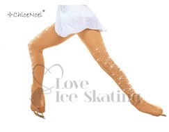 Ice Skating Mid Tan Tights OTB with Crystal Spray 2 Sides