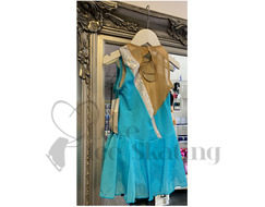 Intermezzo Sleeveless Turquoise Dress With Sliver Glitter Stripe 
